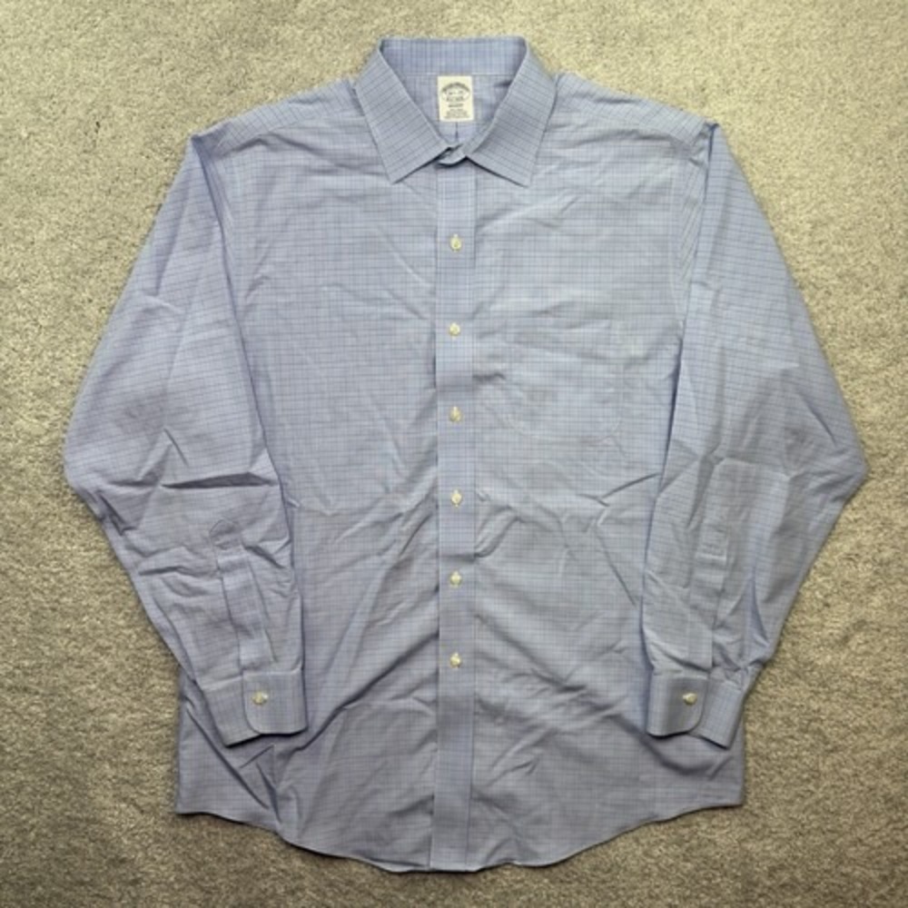 Brooks Brothers Regent Non-Iron Supima Dress Shirt 16.5/34 Blue Check